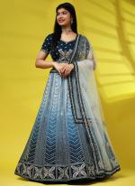 Fancy Net Blue Wedding Wear Embroidery Work Readymade Lehenga Choli